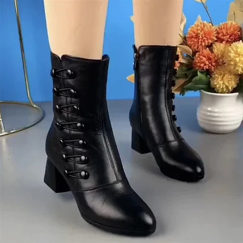 Ysalina | Bottines à Talon Bloc avec Fermeture Éclair Latérale pour Femme