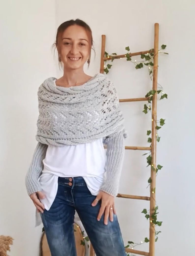 Xandrae | Écharpe Pull Tricotée Stylée Femme avec Manches