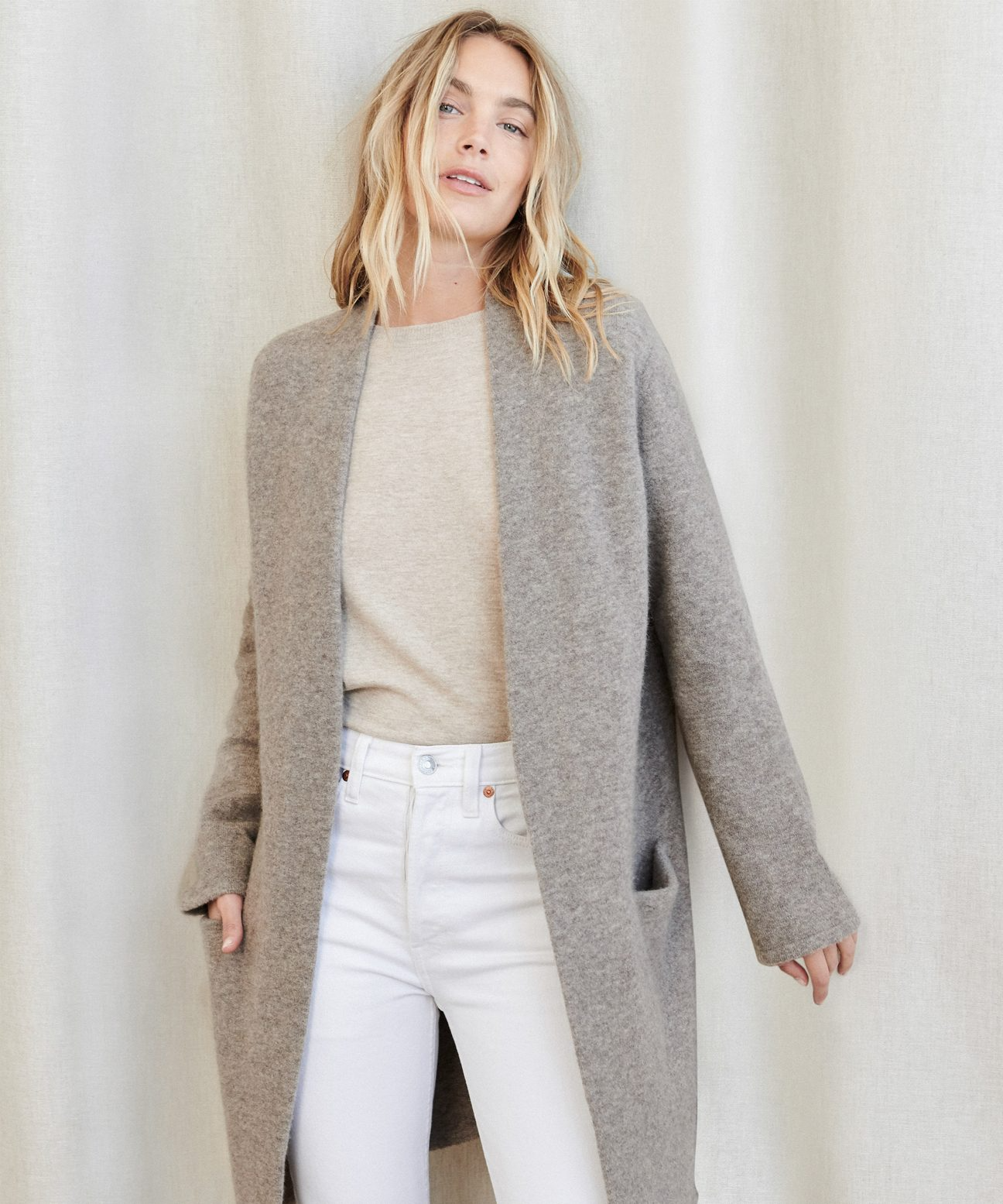 Arabella | Cardigan Longue Uni avec Poches Pratiques