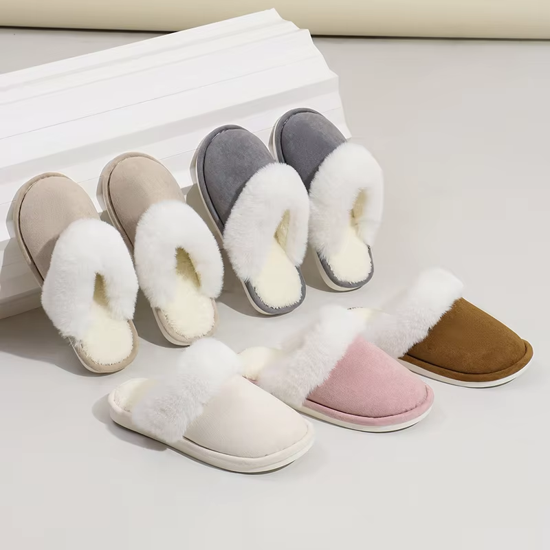 Belina | Chaussons d'hiver pour femme, orteils fermés, doublure en peluche avec détails en fausse fourrure