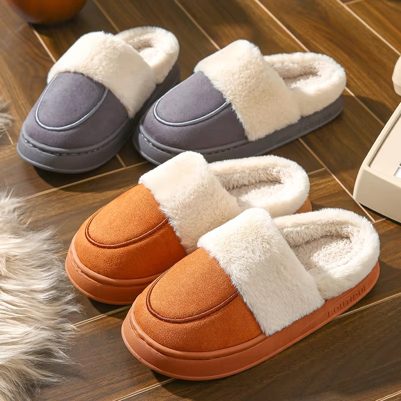 Zalée | Chaussons d'hiver pour femme, semelle épaisse, doublure en peluche et orteils fermés, confort et chaleur