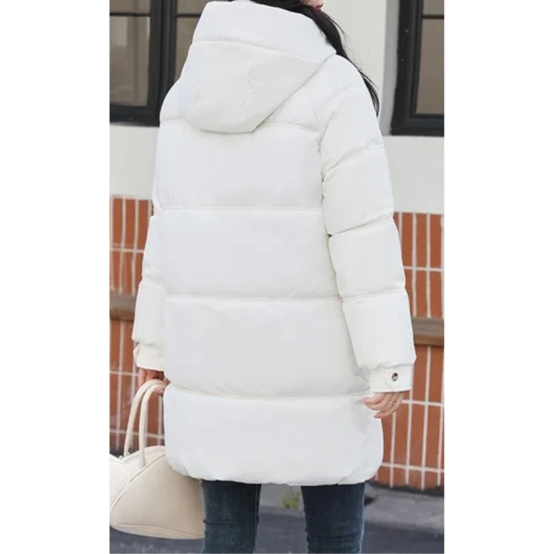 Théa | Manteau d'Hiver Matelassé Femme à Capuche et Poches Zippées