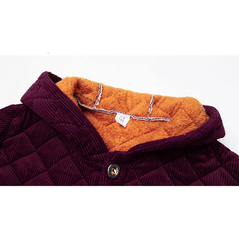 Césarie | Veste Longue Boutonnée à Capuche avec Doublure en Fleece Contrastée pour Femme et Poches Spacieuses