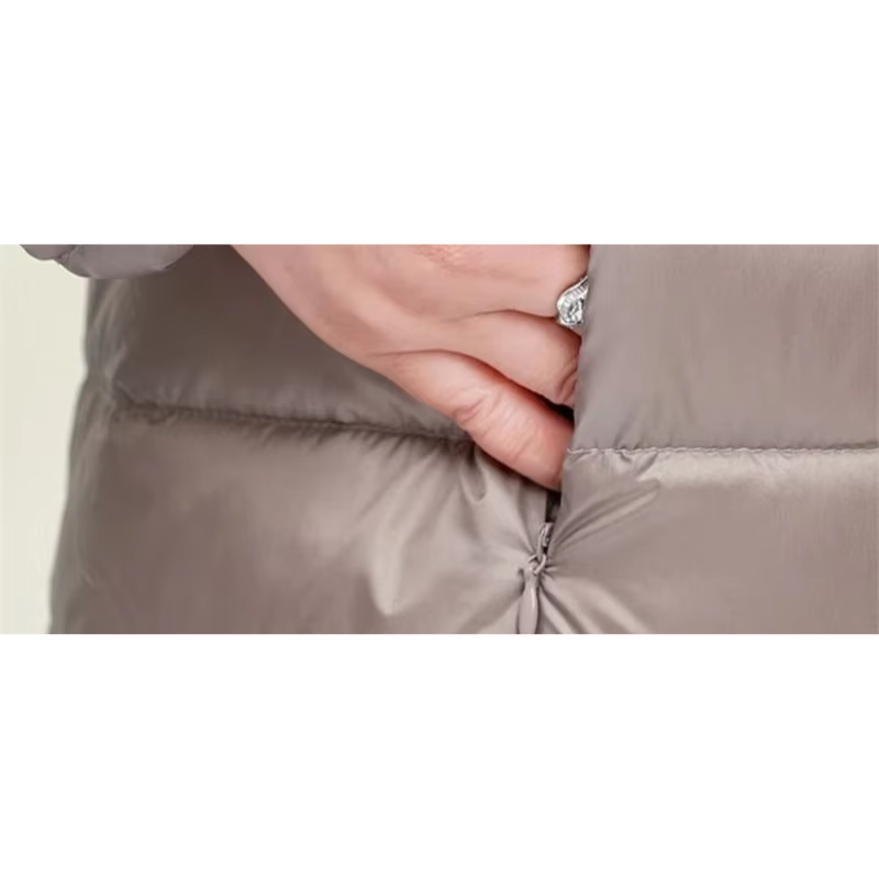 Diamantine | Manteau Long Matelassé pour Femme, Col Montant et Duvet Léger, Hiver Chic et Confortable