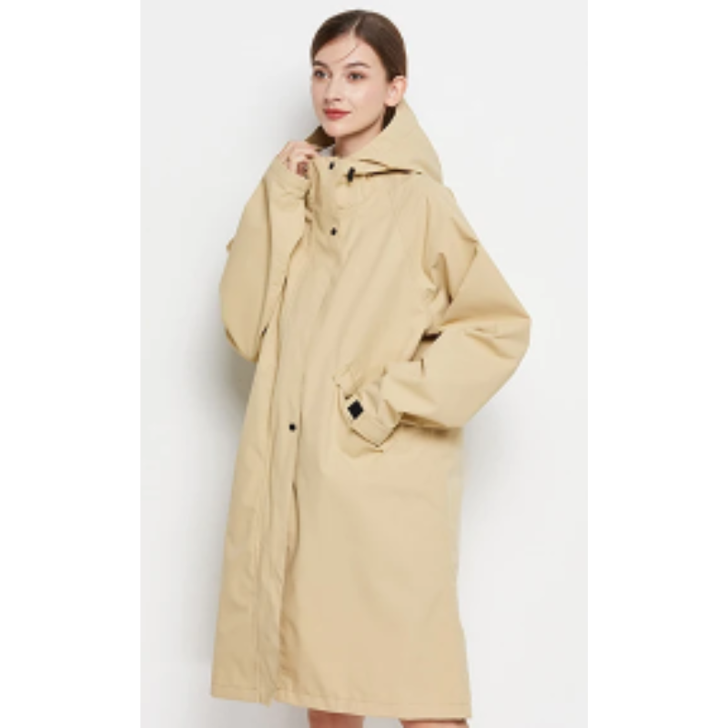 Josie | Manteau de Pluie Long Femme à Capuche, Boutonné, Coloris Uni et Imperméable