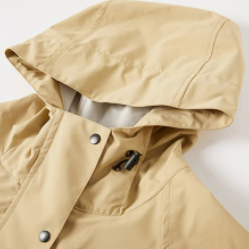 Josie | Manteau de Pluie Long Femme à Capuche, Boutonné, Coloris Uni et Imperméable