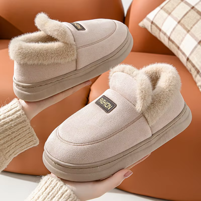 Zinna | Chaussons d'hiver pour femme à semelle épaisse, doublure peluche, fermeture facile et flexible