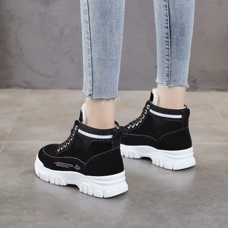 Umélie | Women's Fleece Lined Lace-Up Platform Winter Sneakers