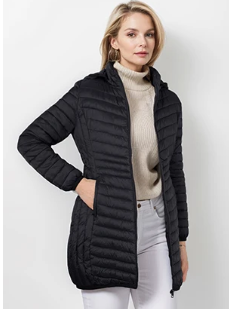 Daline | Veste Hivernale Légère à Capuche et Fermeture Éclair pour Femme, Coupe Slim et Matelassée