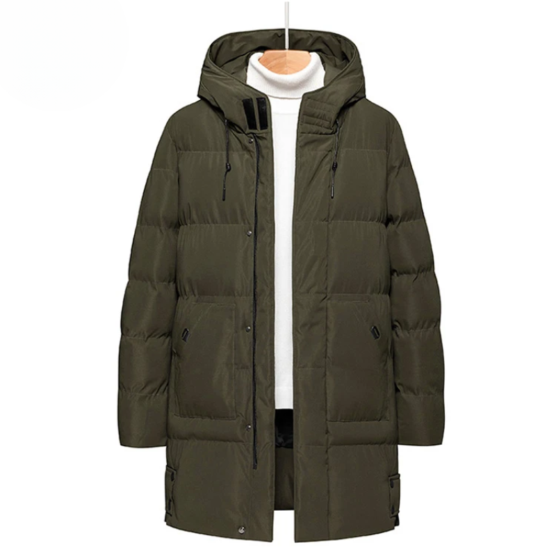 Achille | Manteau d’Hiver Long pour Homme avec Capuche et Doublure Chaude