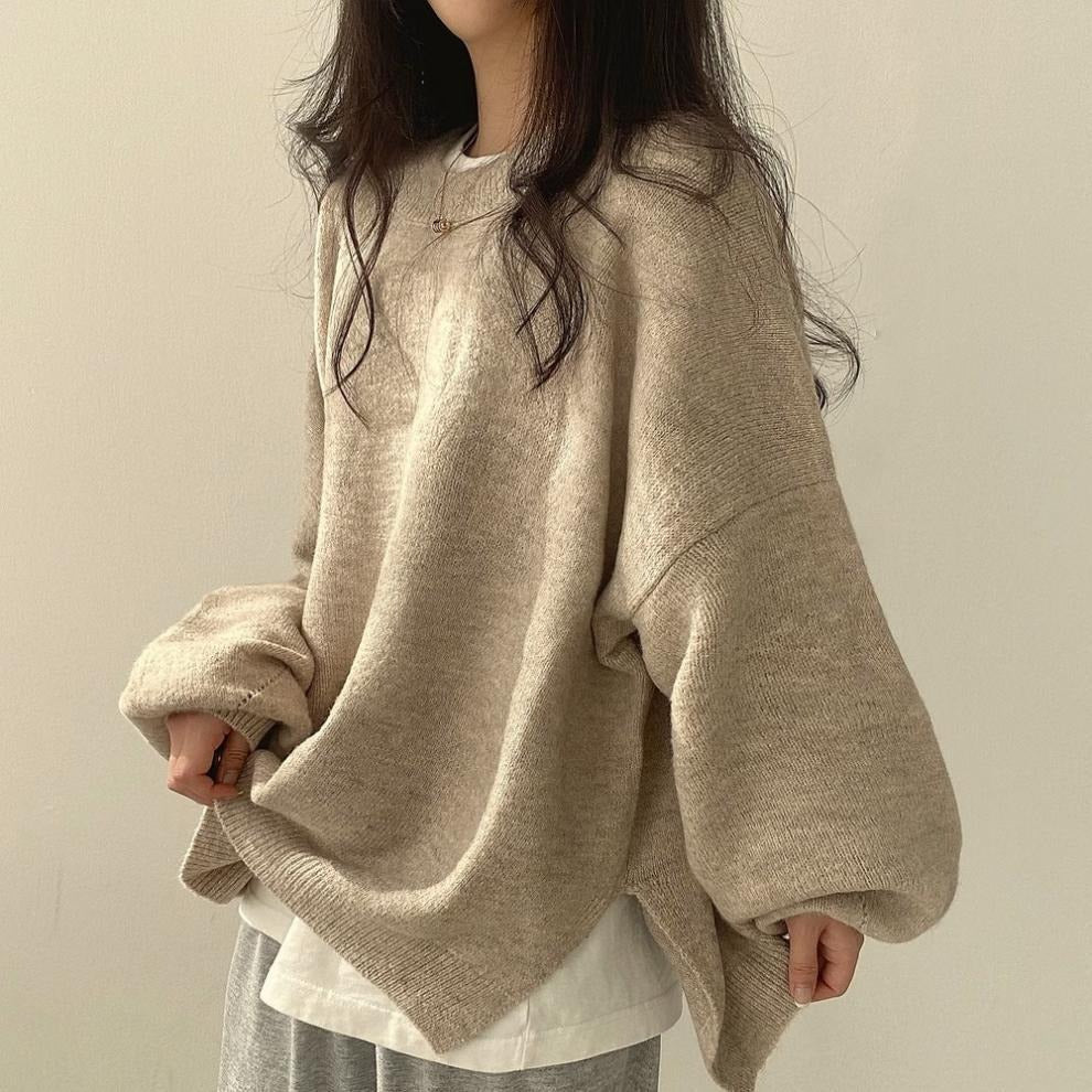 Reyna | Pull Oversize Femme à Manches Bouffantes en Tricot Épais