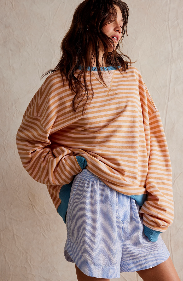 Jacinthe | Sweatshirt Oversize à Rayures Tricolores pour Femme