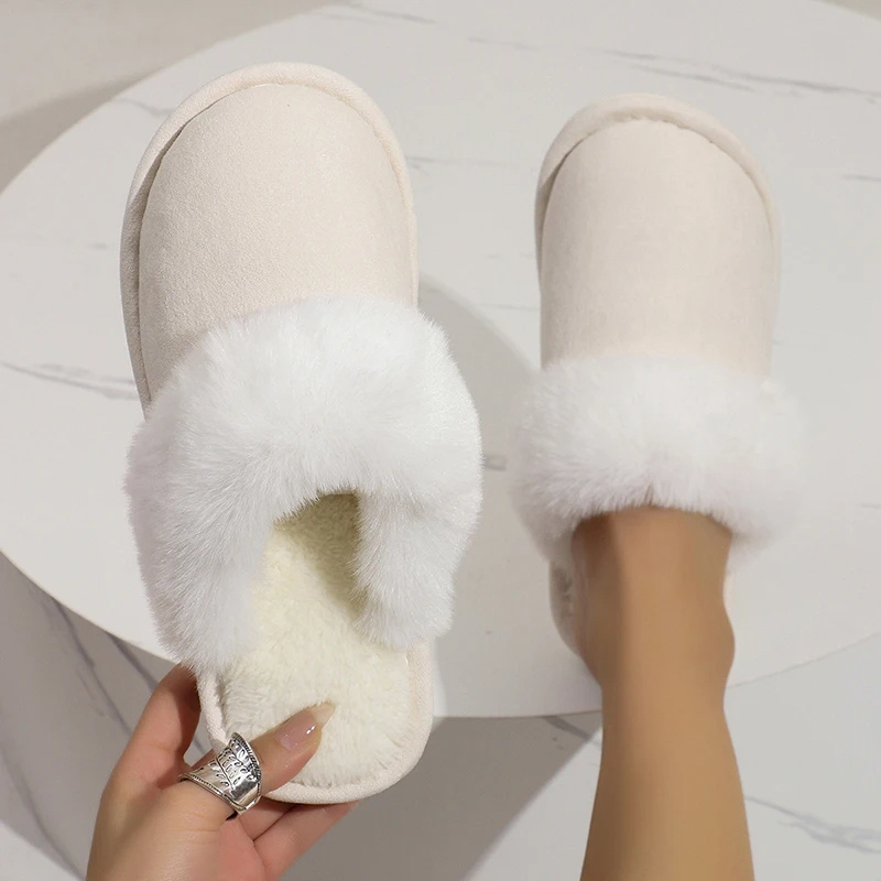 Belina | Chaussons d'hiver pour femme, orteils fermés, doublure en peluche avec détails en fausse fourrure