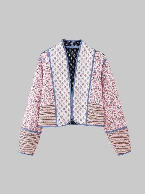 Queenie | Veste Courte Réversible en Coton à Motifs Floraux