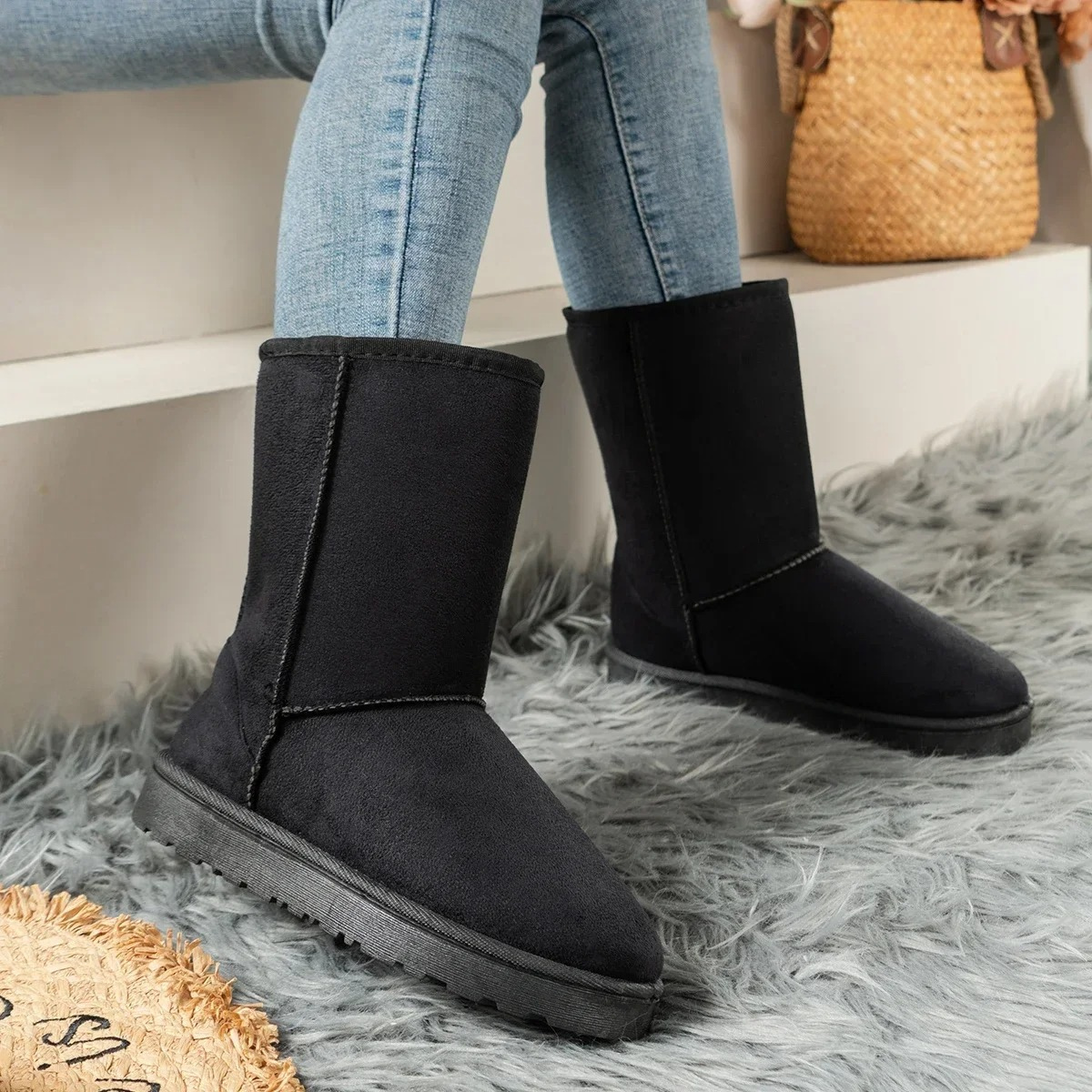 Cassandre | Bottines Hiver Femme Doublées Polaire, Semelle Robuste – Bottes mi-hautes Anti-dérapantes