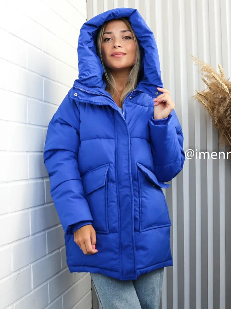 Bertille | Manteau Hiver Femme Matelassé à Capuche, Fermeture Éclair, Coupe Loose et Poches Grandes