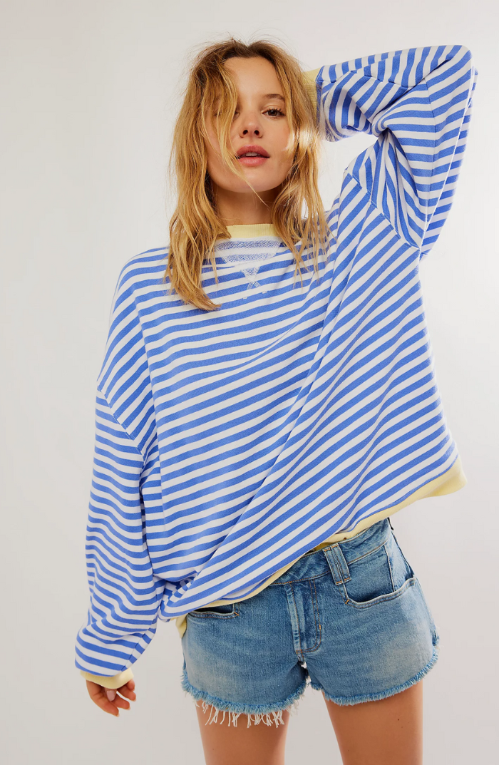 Jacinthe | Sweatshirt Oversize à Rayures Tricolores pour Femme