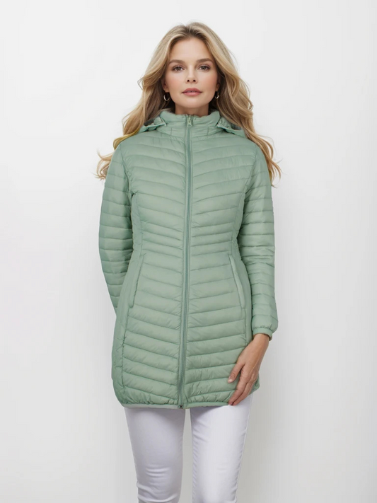 Daline | Veste Hivernale Légère à Capuche et Fermeture Éclair pour Femme, Coupe Slim et Matelassée