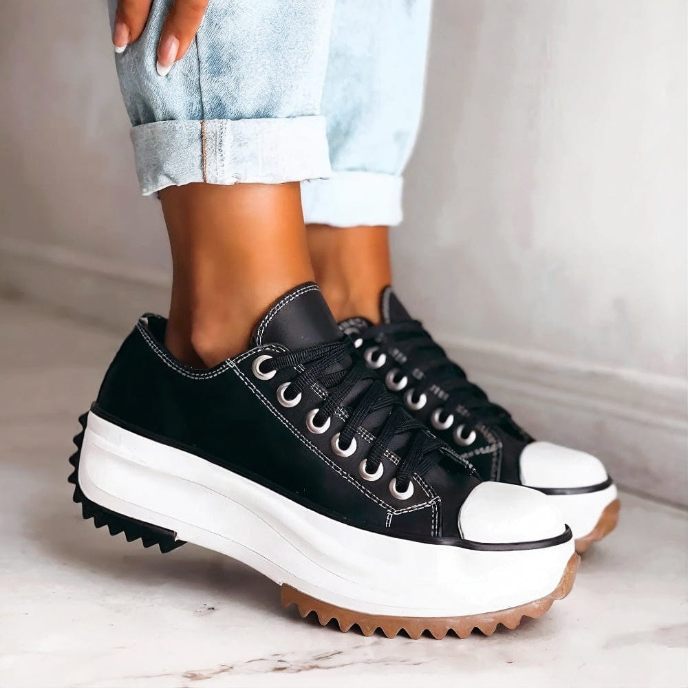 Alexandrea | Sneakers à Lacets en Cuir avec Semelle Plateforme pour Femme