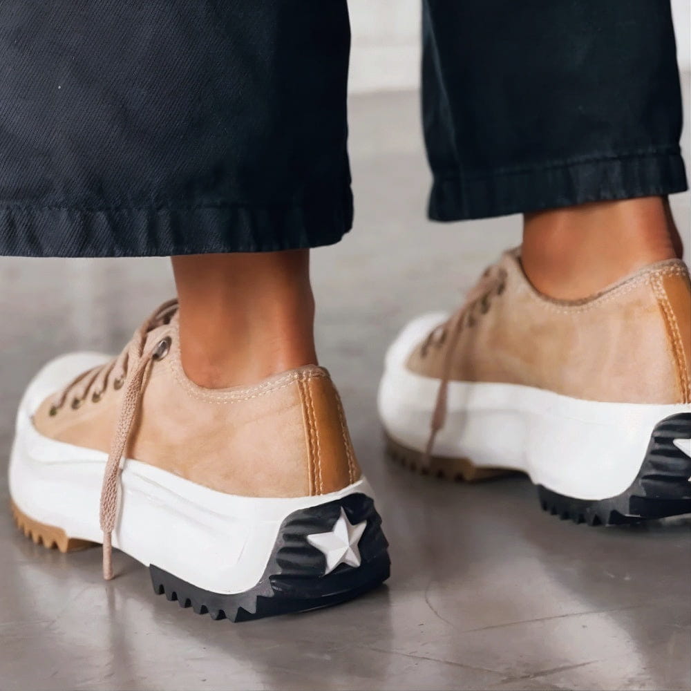 Alexandrea | Sneakers à Lacets en Cuir avec Semelle Plateforme pour Femme