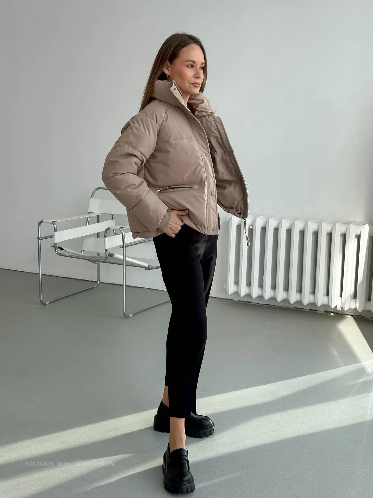 Cléa | Veste courte d'hiver à col montant et rembourrage pour femme