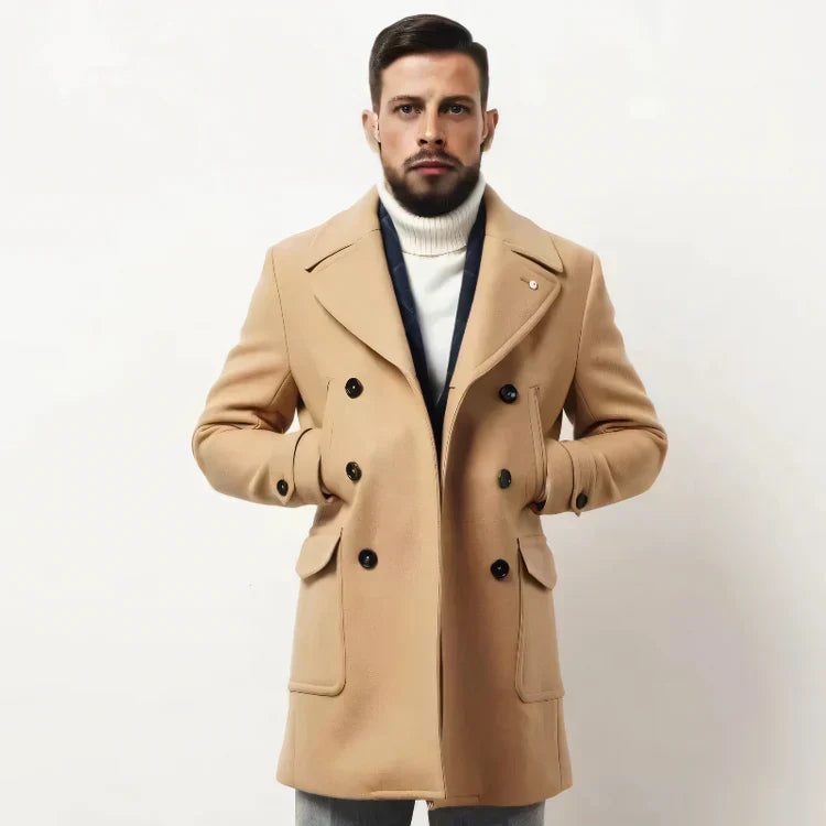 Damien | Manteau Trench Casual à Col Notched et Double Boutonnage pour Homme