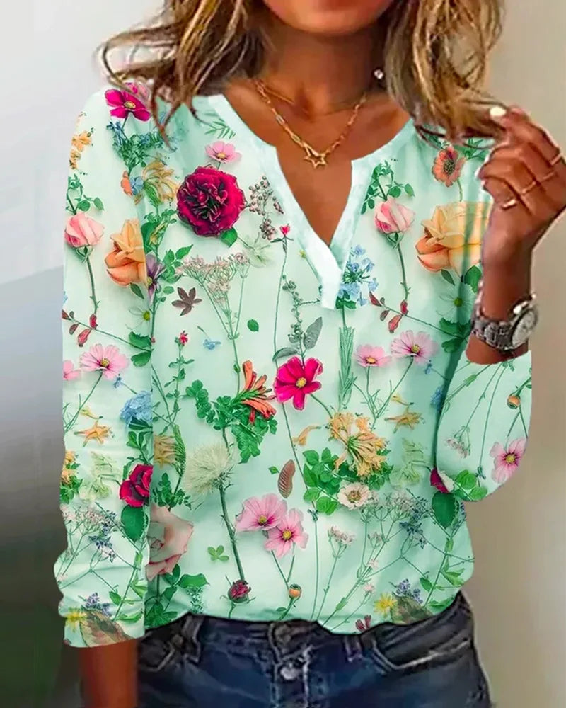 Cléa | Blouse Bohème à Imprimé Fleuri Multicolore – Élégance et Charme Vintage