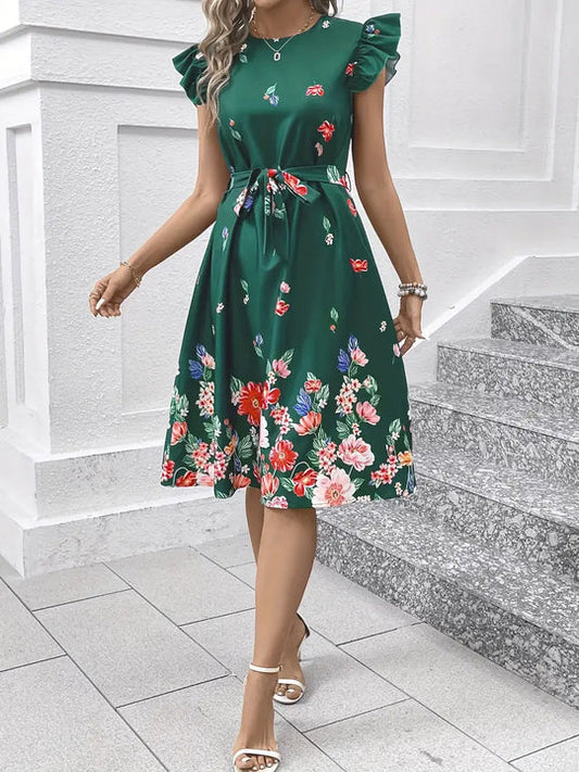 Floraly | Robe Courte Florale Élégante avec Manches à Volants