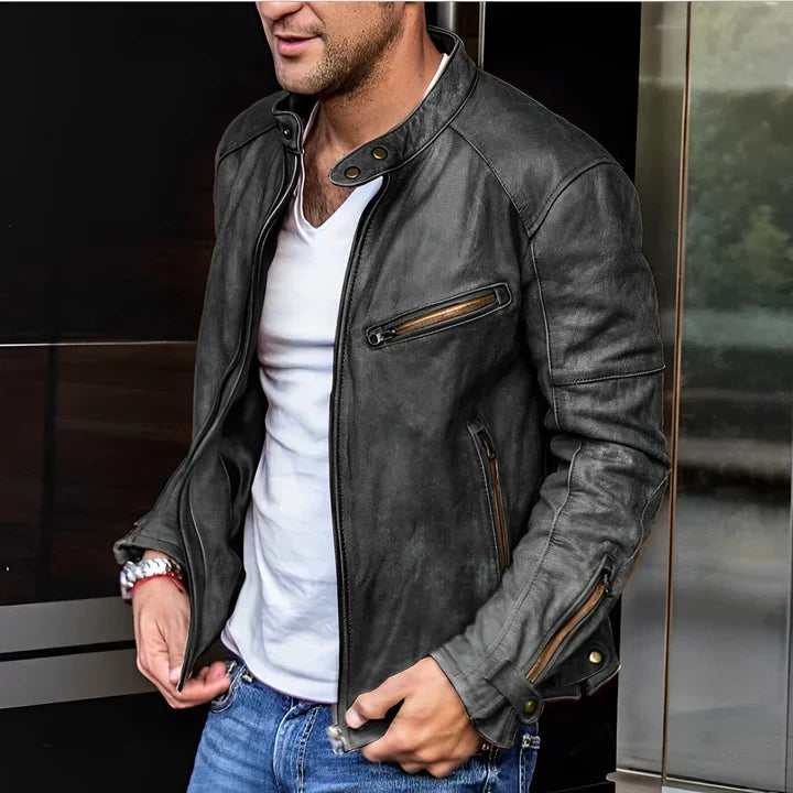 Bartiel | Veste de Moto Homme Zippée Classique avec Poches Zippées Multiples