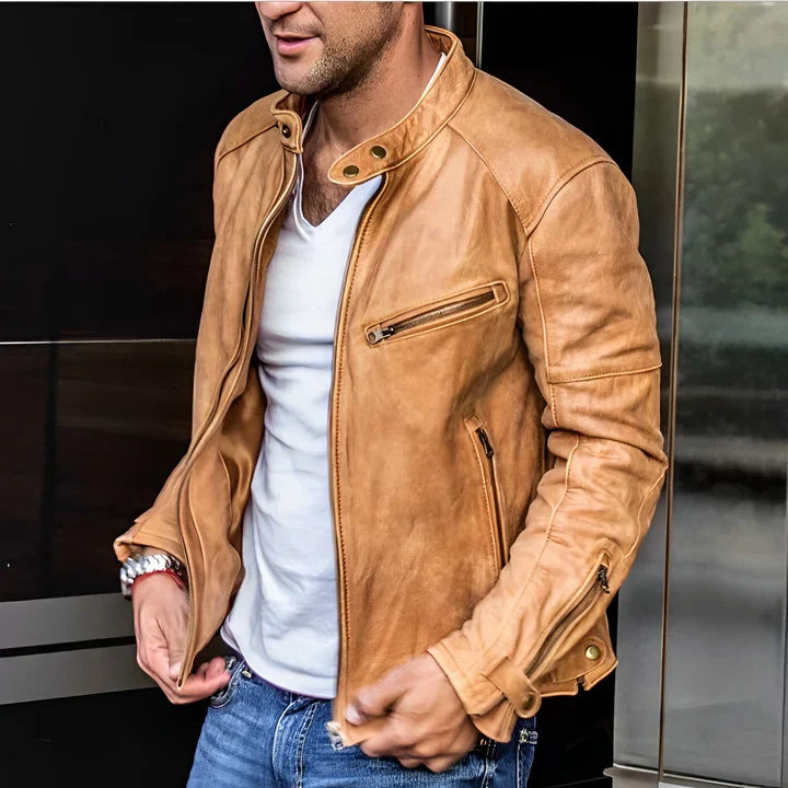 Bartiel | Veste de Moto Homme Zippée Classique avec Poches Zippées Multiples