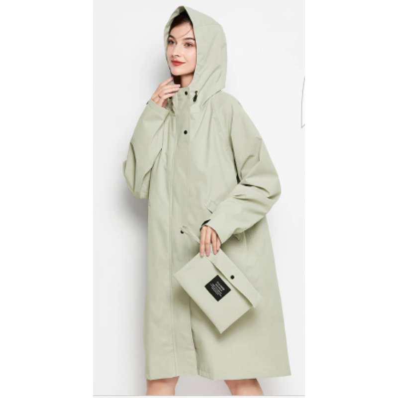 Josie | Manteau de Pluie Long Femme à Capuche, Boutonné, Coloris Uni et Imperméable