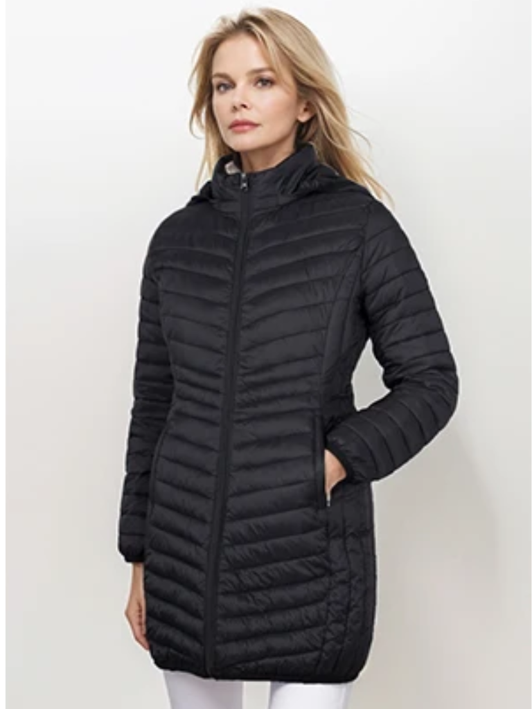 Daline | Veste Hivernale Légère à Capuche et Fermeture Éclair pour Femme, Coupe Slim et Matelassée