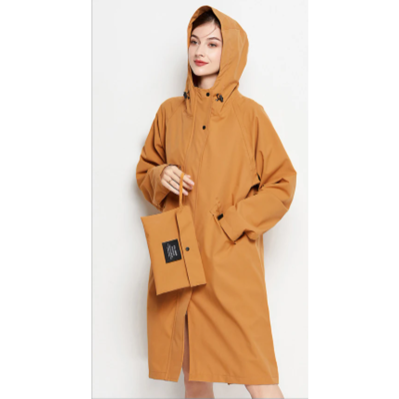 Josie | Manteau de Pluie Long Femme à Capuche, Boutonné, Coloris Uni et Imperméable