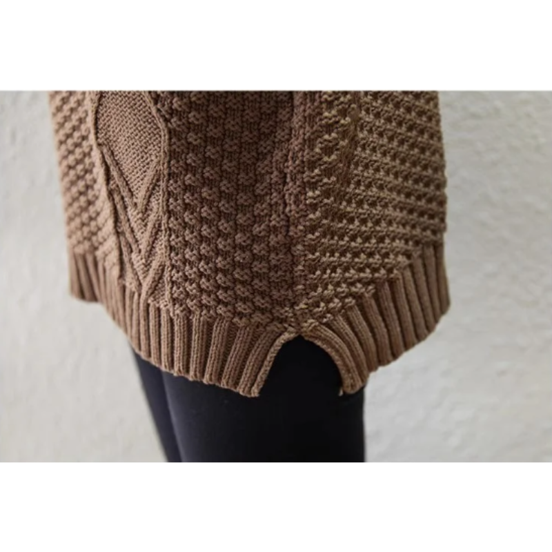 Cyrielle | Pull Turtleneck Structuré à Manches Tricotées pour Femme, Confort et Élégance