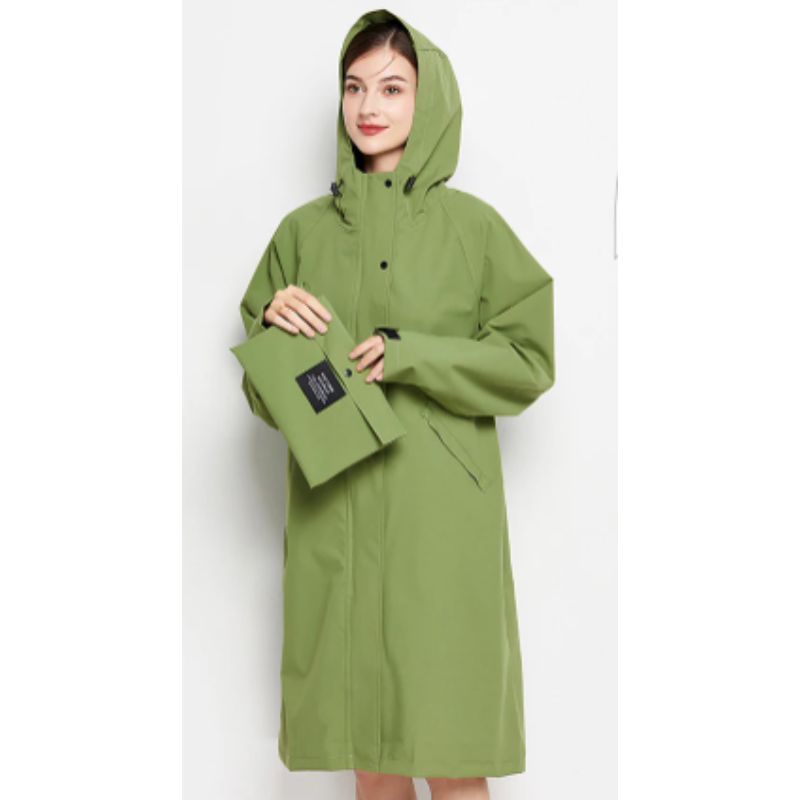 Josie | Manteau de Pluie Long Femme à Capuche, Boutonné, Coloris Uni et Imperméable