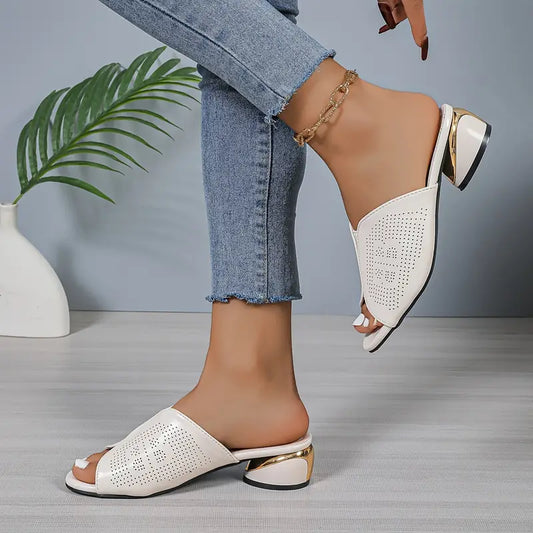 Peporina | Chaussures Perforées Peep-Toe avec Talon Bloc