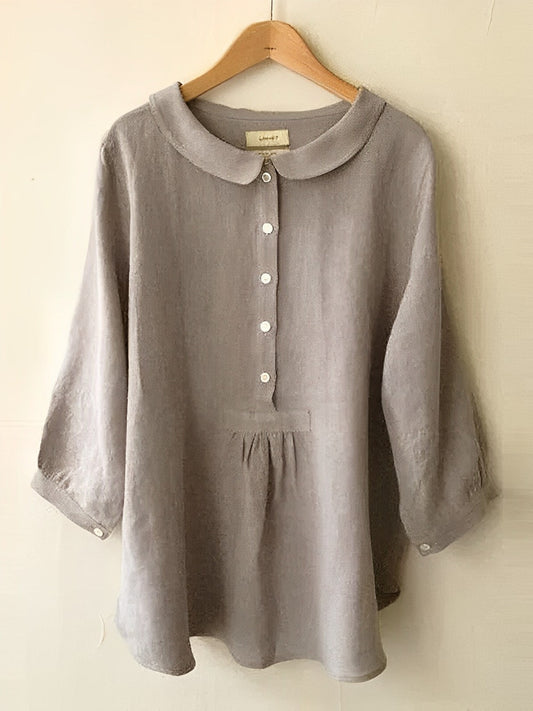 Strany | Blouse Élégante en Lin et Coton à Col Claudine pour Femmes