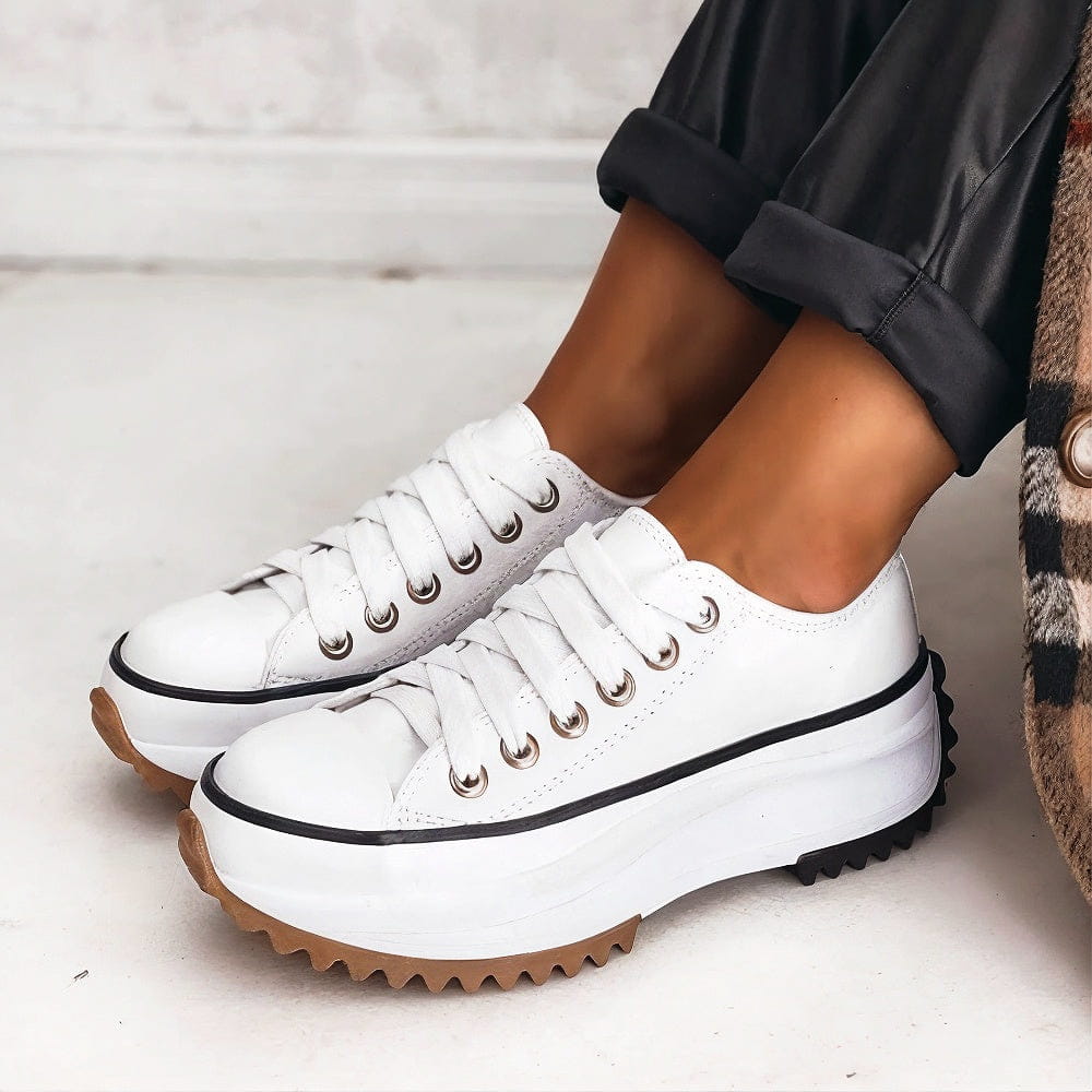 Alexandrea | Sneakers à Lacets en Cuir avec Semelle Plateforme pour Femme