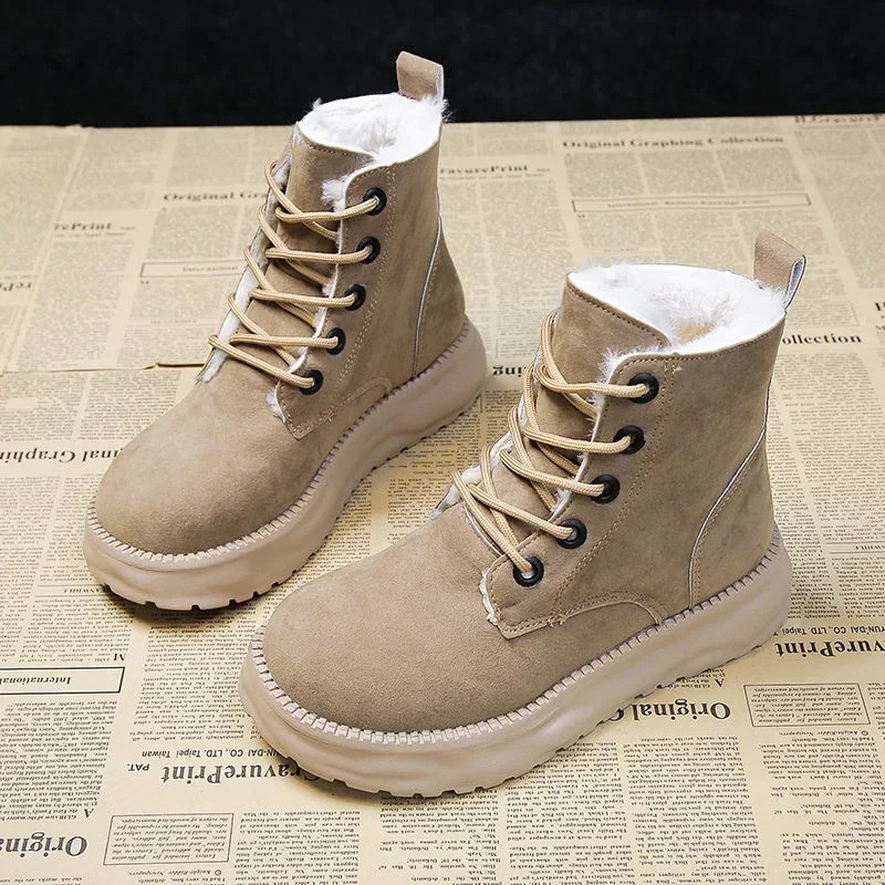 Wendaline | Bottines d'hiver à lacets avec doublure en polaire et semelle épaisse pour femme