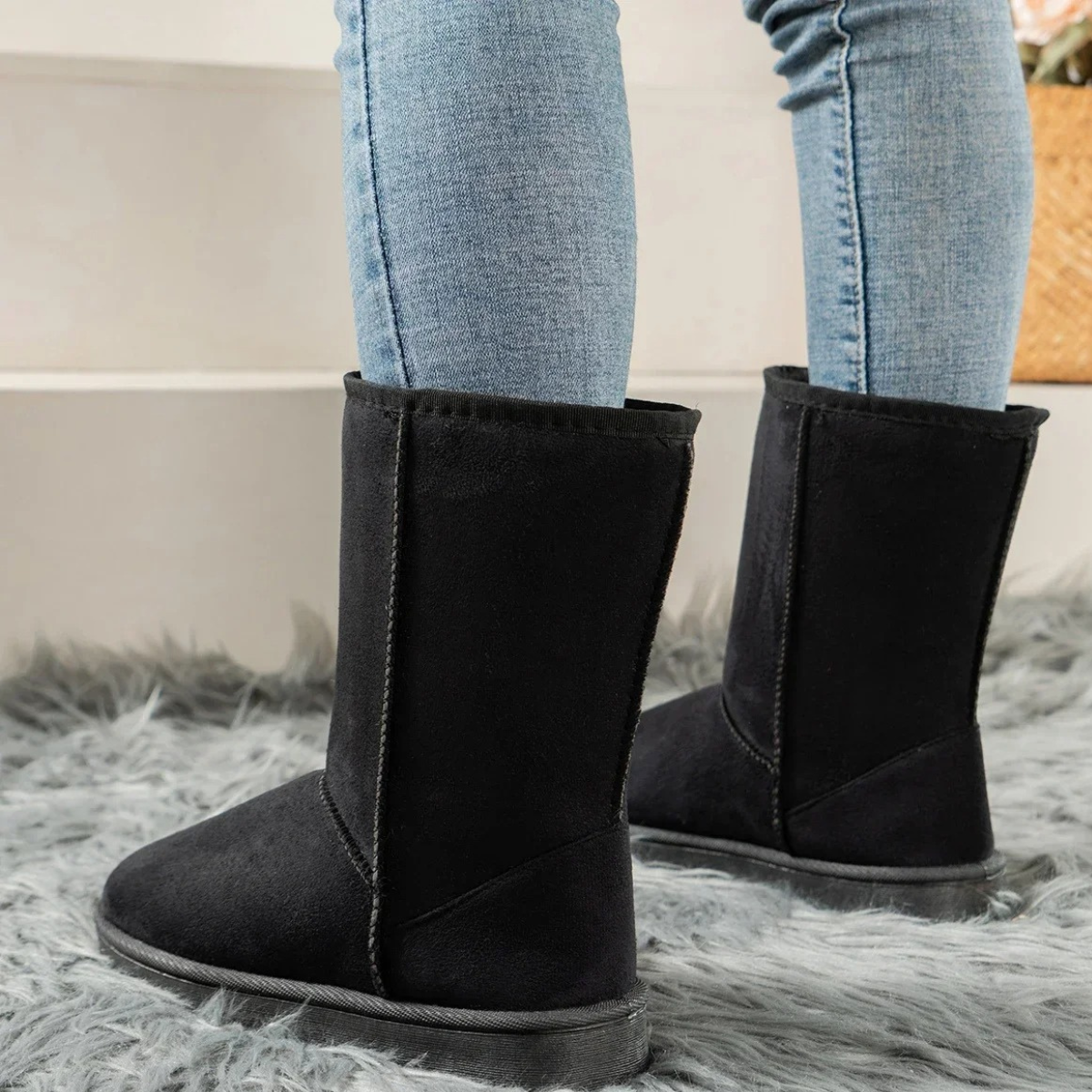 Cassandre | Bottines Hiver Femme Doublées Polaire, Semelle Robuste – Bottes mi-hautes Anti-dérapantes