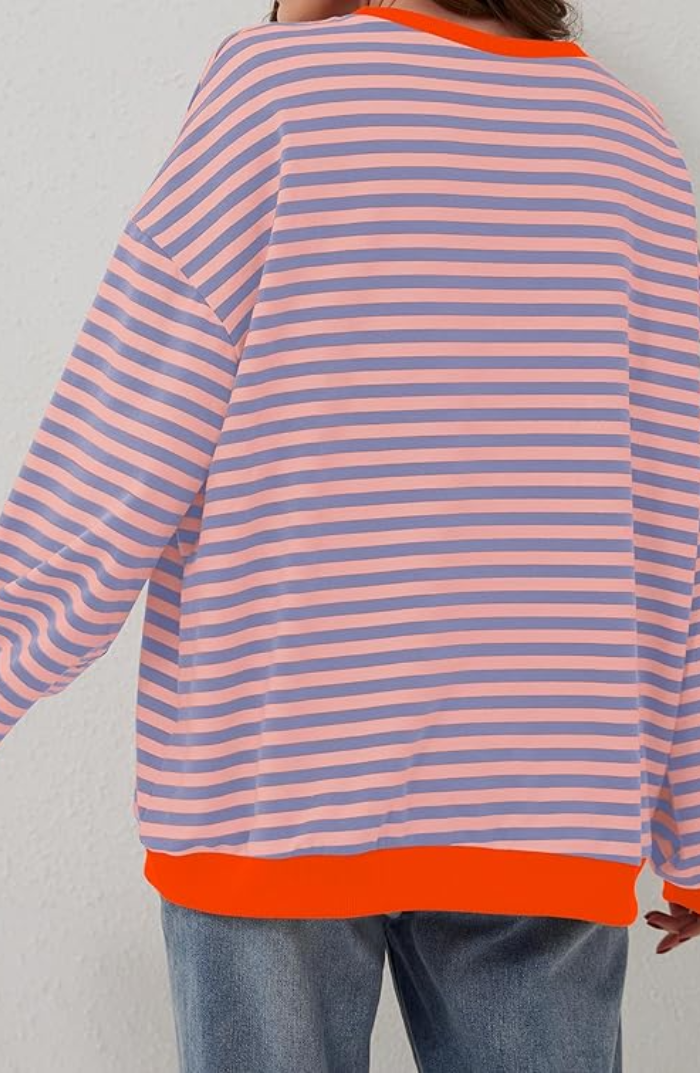 Jacinthe | Sweatshirt Oversize à Rayures Tricolores pour Femme