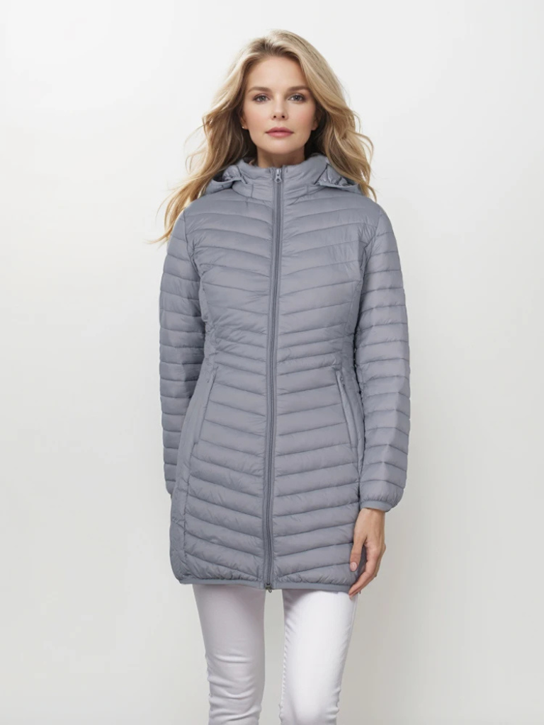 Daline | Veste Hivernale Légère à Capuche et Fermeture Éclair pour Femme, Coupe Slim et Matelassée