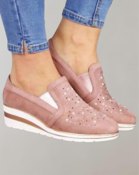 Cléa-Rose | Mocassins à Enfiler avec Détails Bling et Semelle Amortissante