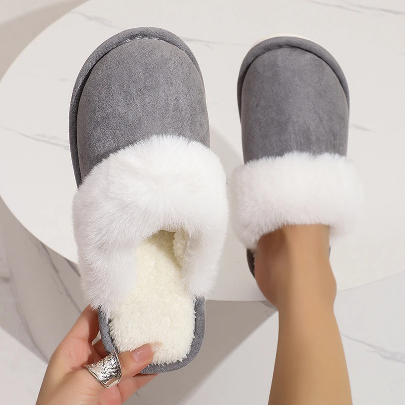 Belina | Chaussons d'hiver pour femme, orteils fermés, doublure en peluche avec détails en fausse fourrure