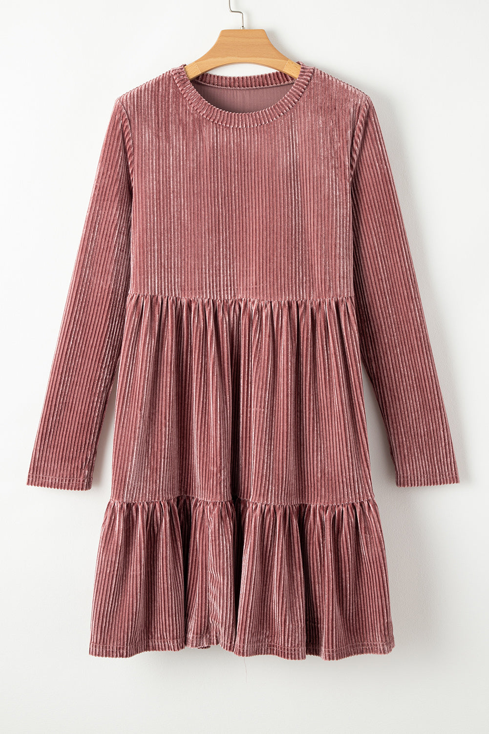 Valérie | Robe Mini en Velours Élégante à Manches Longues et Col Rond