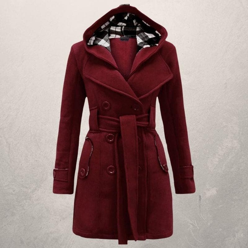 Virione | Manteau Trench Double Boutonné Femme avec Ceinture et Capuche - Style Slim Fit en Coton