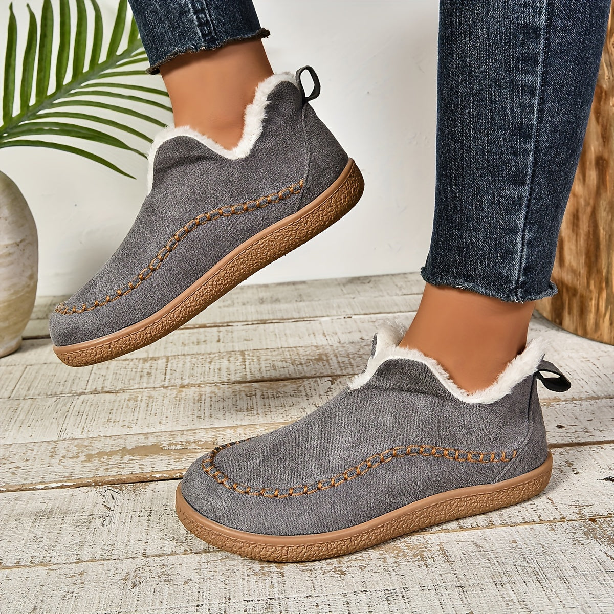 Rosilda | Mocassins Confort Femme Doublés Polaire Plat et Chic