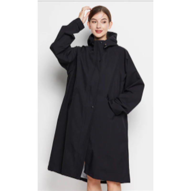 Josie | Manteau de Pluie Long Femme à Capuche, Boutonné, Coloris Uni et Imperméable