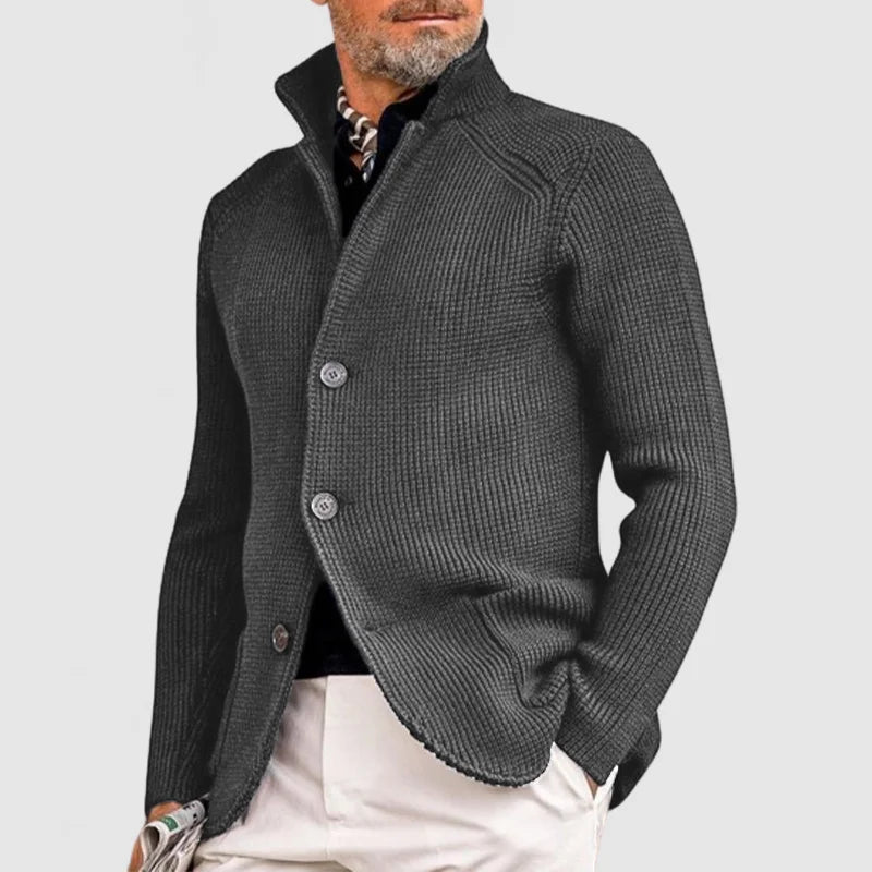 Martin | Cardigan en tricot épais à boutons pour homme – Couleur unie, confortable et élégant