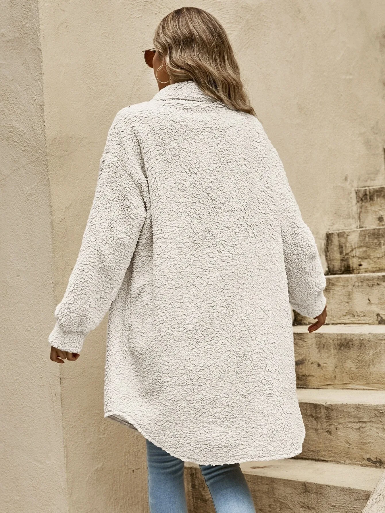 Greti | Manteau Douillet à Col Rabattu en Fausse Laine pour Femme